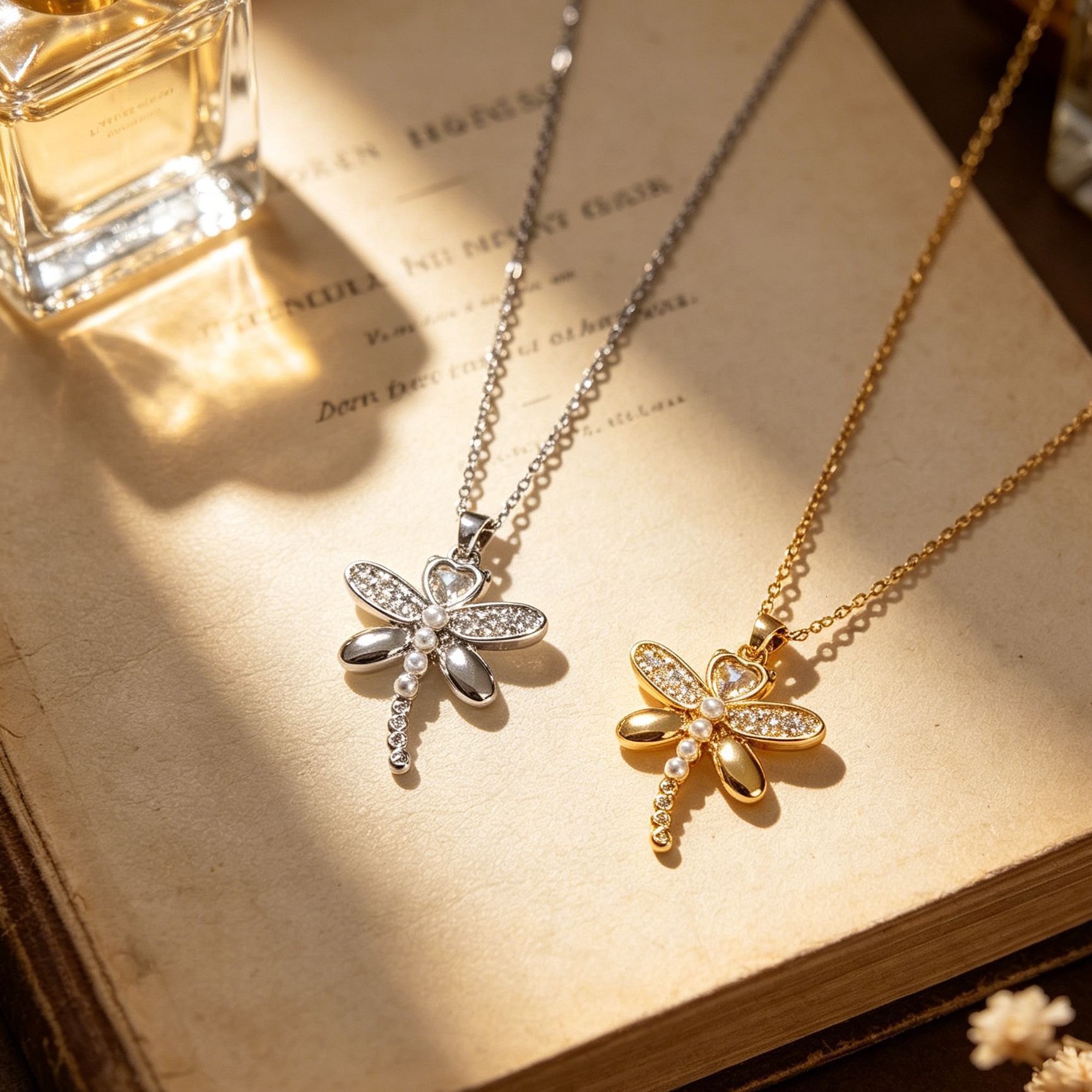 French-Style Light Luxury Full-Diamond Small Dragonfly Micro-Inlaid Necklace For Women, Exquisite And Sweet, Forest-Style, High-End, Elegant, Versat