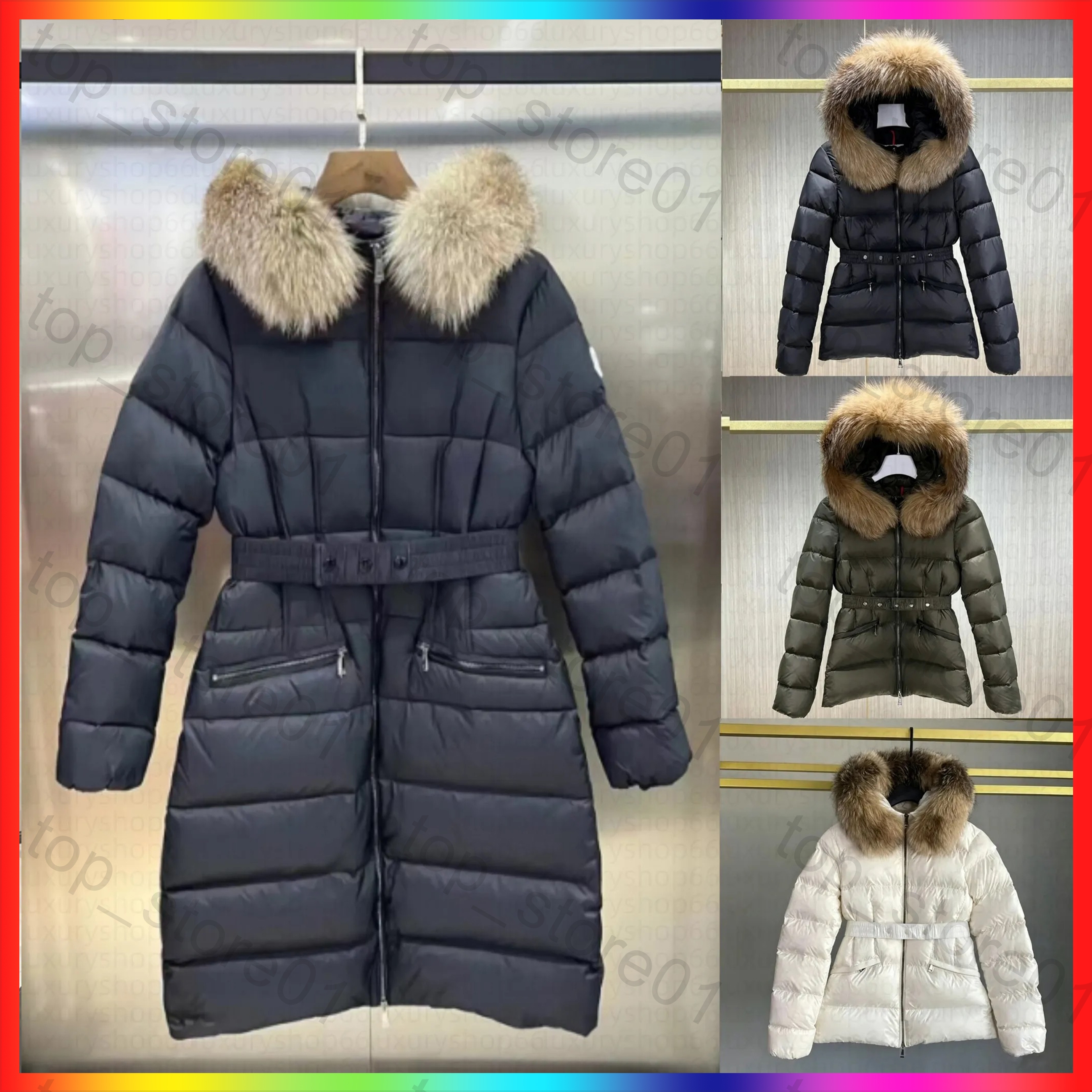 7A 2026 Womans Coat Designer jacket winter boed short down jackets fur coats Puffer jacket Long parkas with belt lady embroidered badge hooded puffe