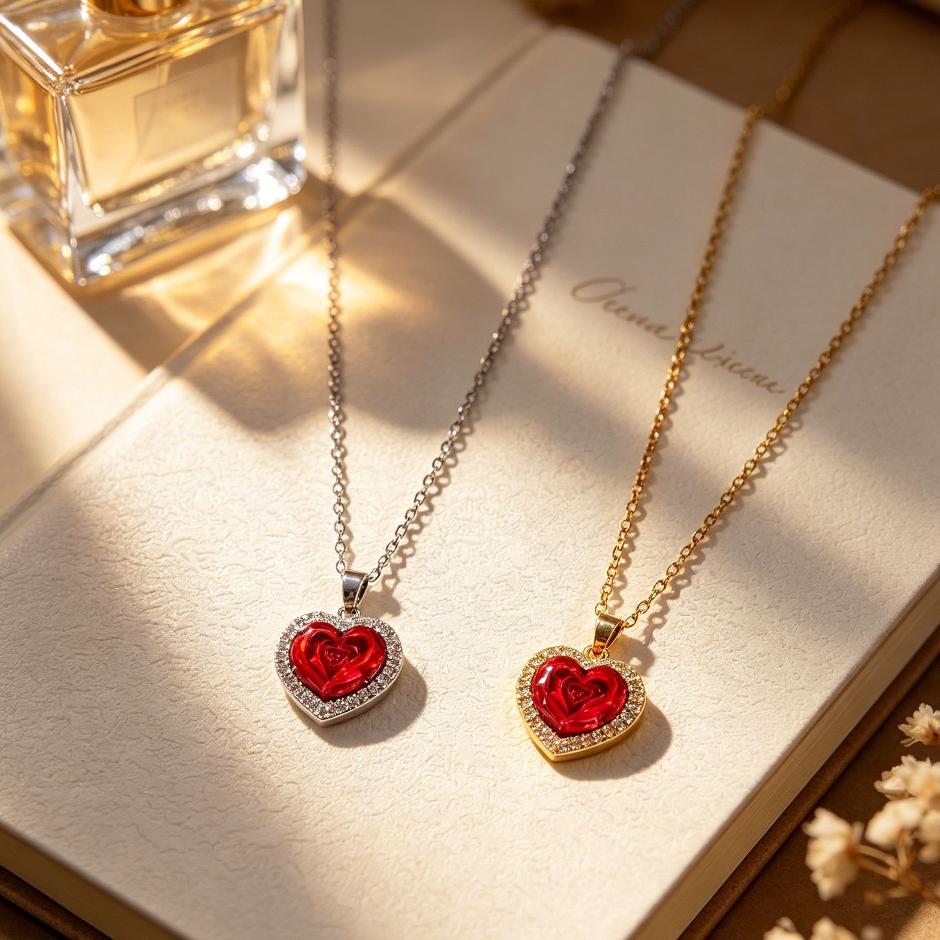 French-Style Delicate Heart-Shaped Rose Pendant Necklace, Retro, Luxurious, And Romantic Piece With High-End Feel, A New Clavicle Chain For Women