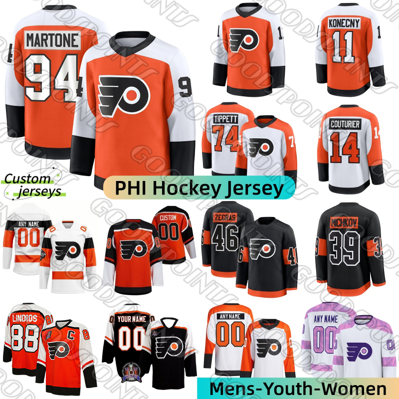 PhiladelphiaS Flyers jersey Matvei Michkov Travis Konecny Porter Martone Owen Tippett Trevor Zegras Sean Couturier Noah Cates Bobby Clarke flyer Hoc