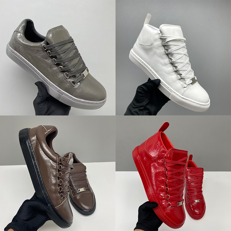 Hign Quality Mens Classic Designer High Top Sneakers Real Leather Shiny Luxury Fashion Casual Shoes Comfortable Breathable Outdoor Walking Footwear