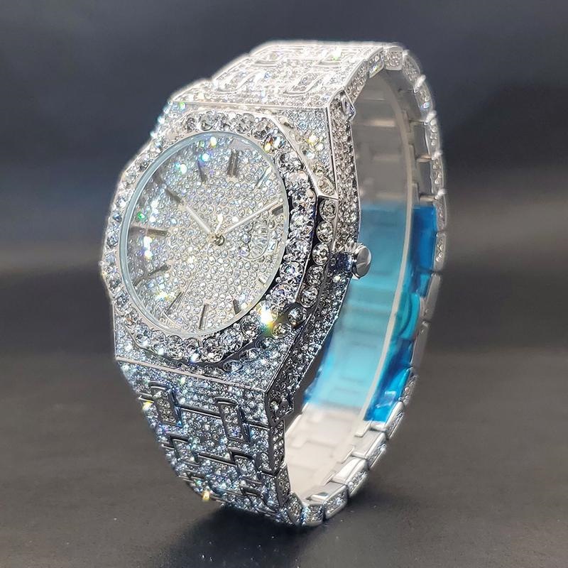 Montre à quartz de luxe avec diamants octogonaux APP Boîtier en diamant Montre à quartz à 3 broches avec diamants Montres de mode 43MM montre cou