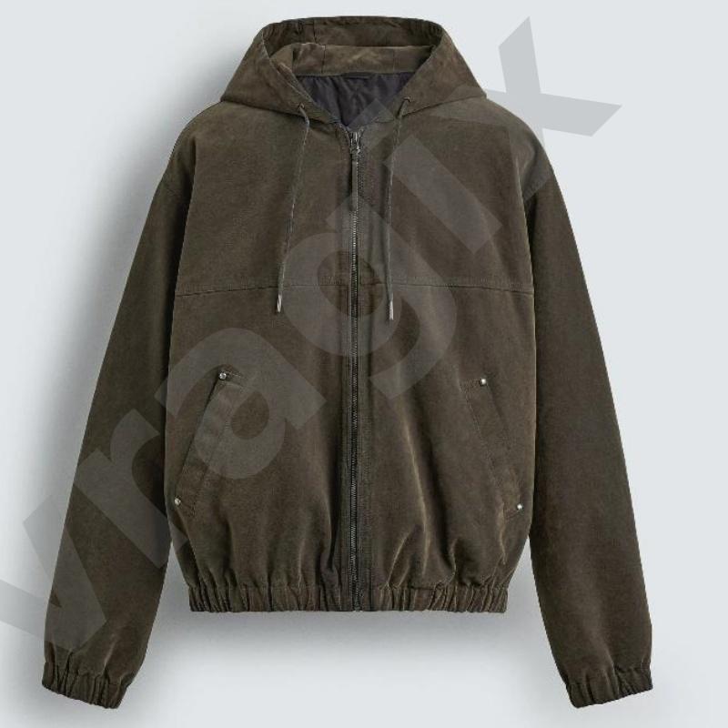 Veste à capuche en velours côtelé pour hommes, fermeture éclair complète sur le devant, cordon de serrage réglable, poches inclinées à boutons-pr