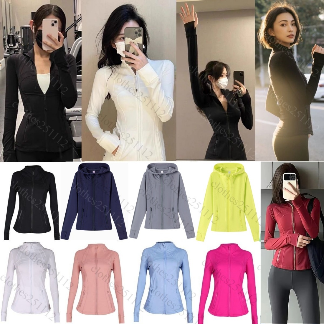 defined jackets womens designer jacket women yoga legging slim sports Jacket stand collar solid color zipper long sleeve tight fitness outdoors p