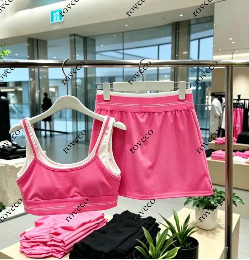 Designer Tennis Skirt Sets Airbrush Better Together Bra Leggings Top Tank T Shirt Shorts yoga Paradise Marshmallow Pink Women Clothes Outfits Gym Se
