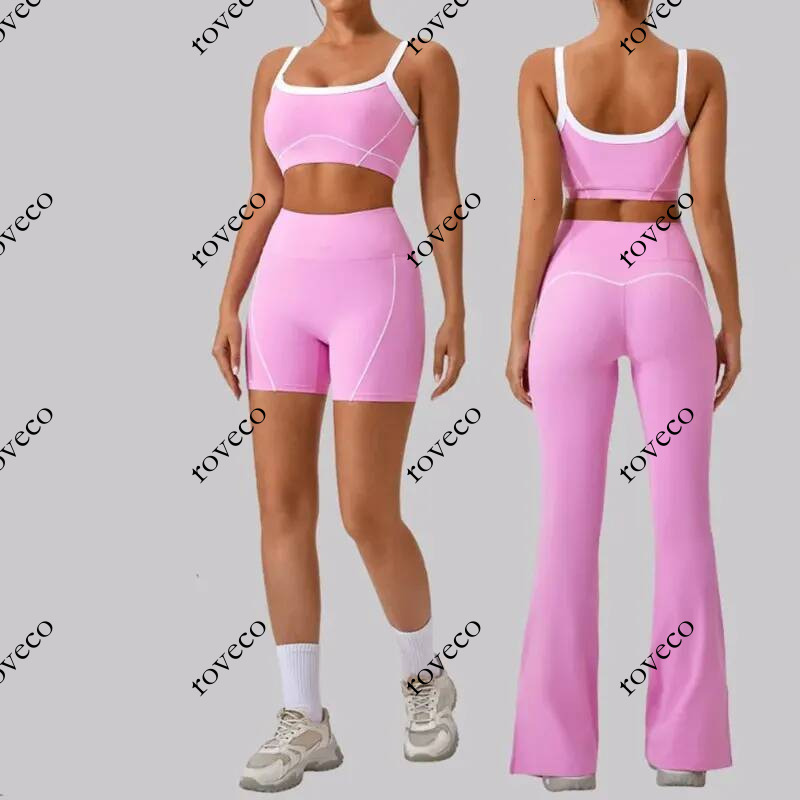 0512 Yoga Set Women Two Pieces bralette Gym Tracksuits Bra Fitness Shorts Fared Pant Workout Sports Clothes