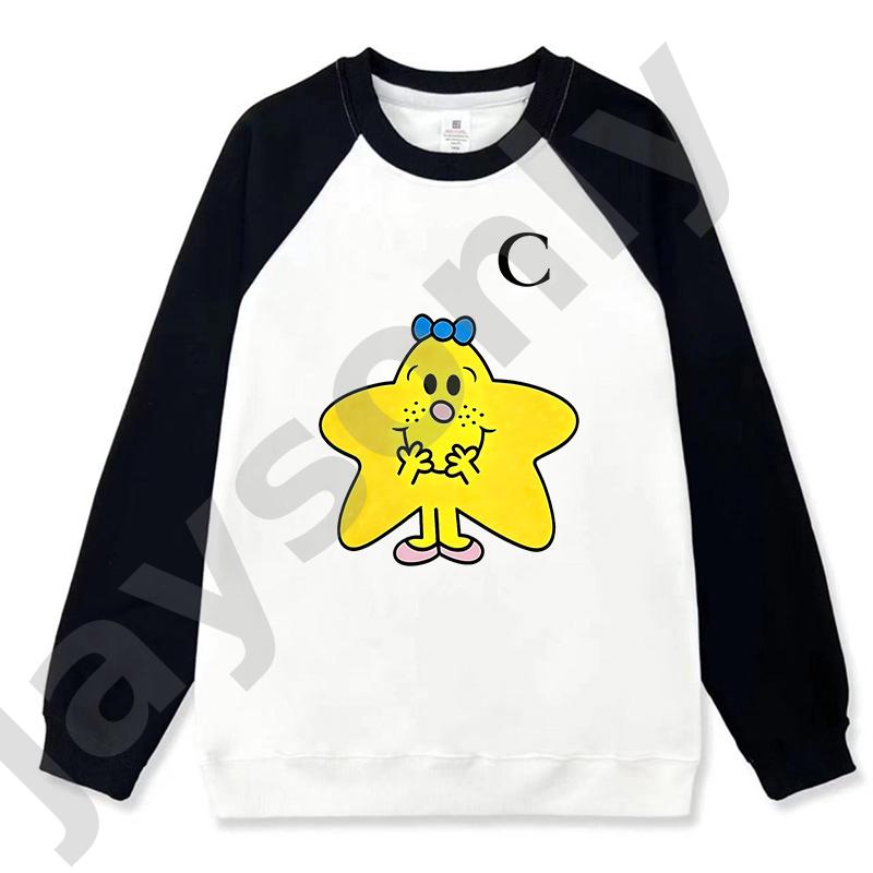 Autumn Raglan Color Block Crew Neck Long Sleeve Loose Versatile Lazy Style Heavyweight Plus Size Top Cartoon Print Pullover Sweatshirt Casual Street