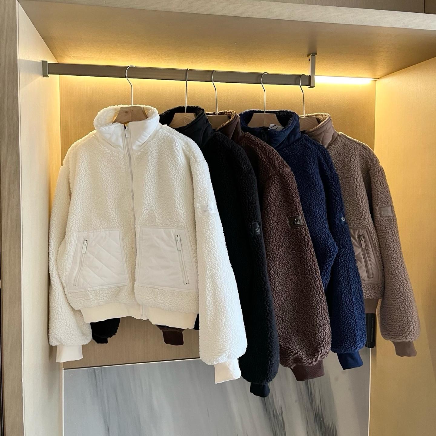 New Sets Women Clothes Pant Jacket Sets Lamb Fleece Stand Up Thick Warm Coat Waist Yoga Jacket Women Collar Zip Jacket High Quality Sporty Casual Me