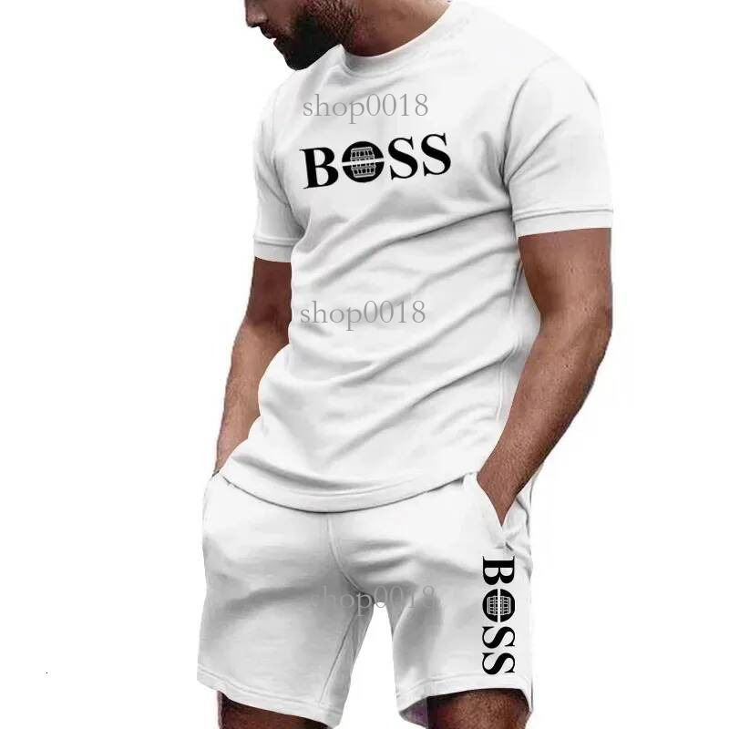 Mens Bossi Tracksuits Two Piece Sportswear Luxury Designer Short Sleeved T Shirt Pants Set Running Fitness 2026 Summer Big Discount Bossness Shirts