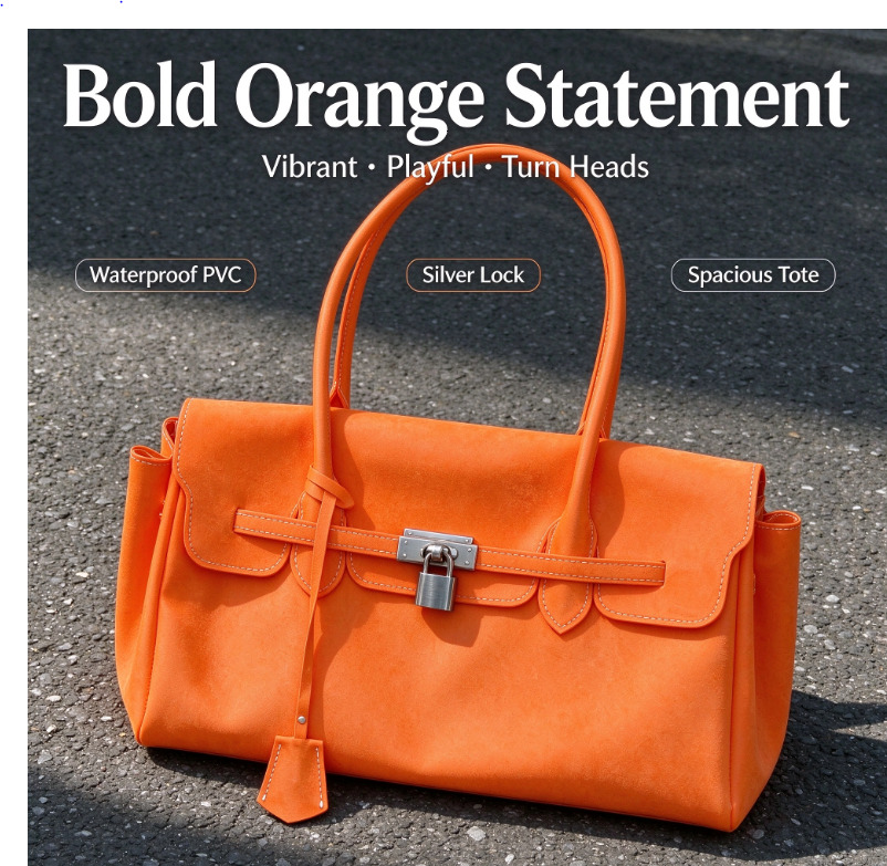 Cross-border PVC tote bag, large capacity, women's handbag, suitable for commuting, factory direct, in stock and ready to ship