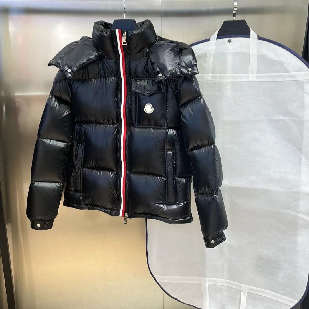 Men Shiny Glossy Puffer Jacket Removable Hood Winter Warm Short Coat Windproof Zip Up Outerwear With Chest Pocket Unisex Asian size
