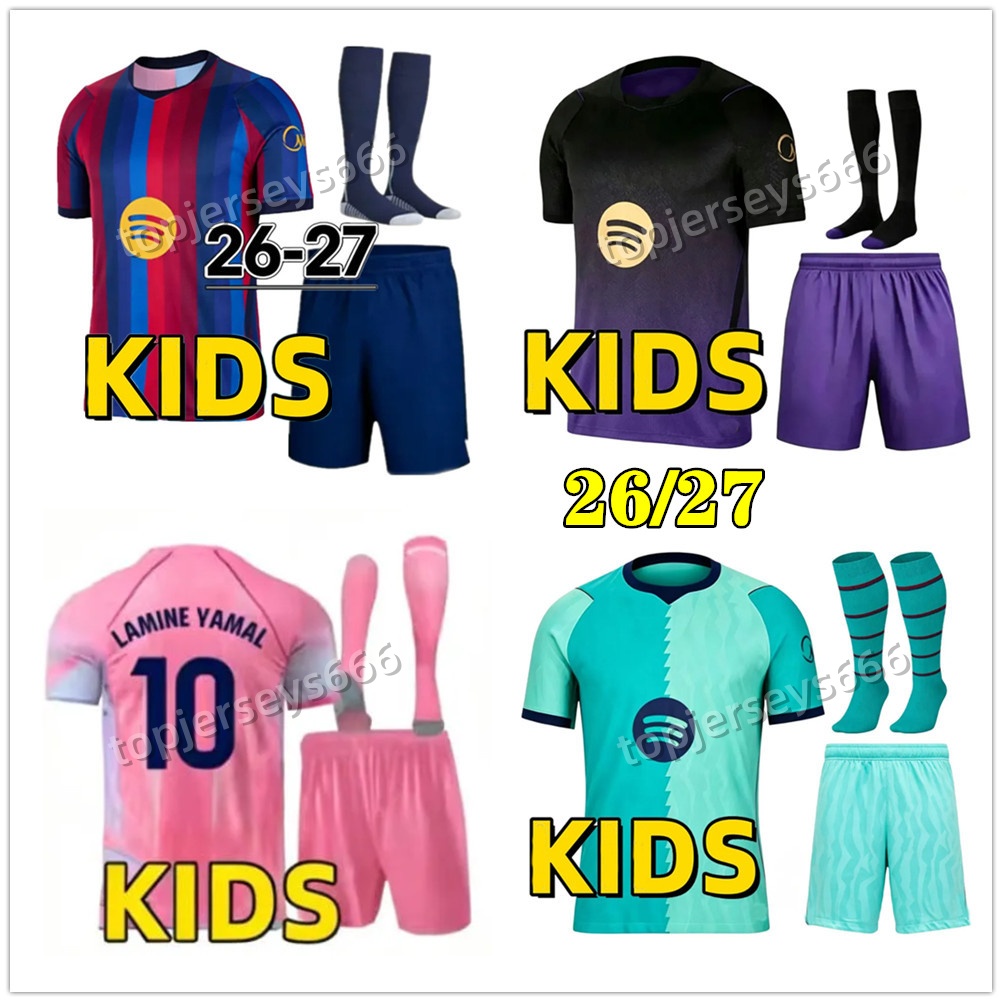 2026 2027 LAMINE YAMAL GAVI PEDRI kits de football pour enfants maillot de football barcelone 26 27 maillot de foot kids jersey