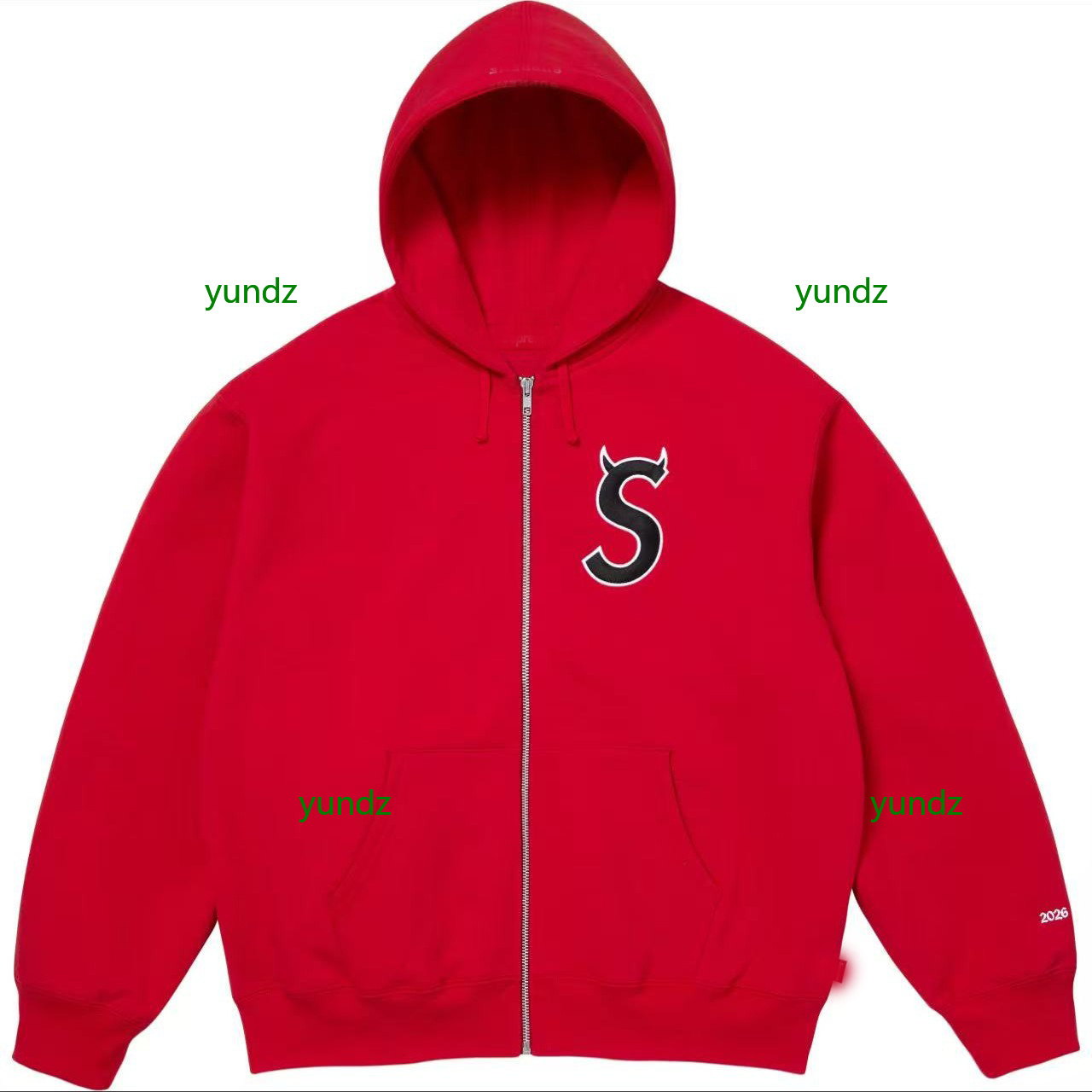 26SS Devil S Logo Zip Up Hooded Sweatshirt Logo Fashion Men Women Hoodies Skateboard Hip Hop Autumn Winter High Street Unisex Streetwear top