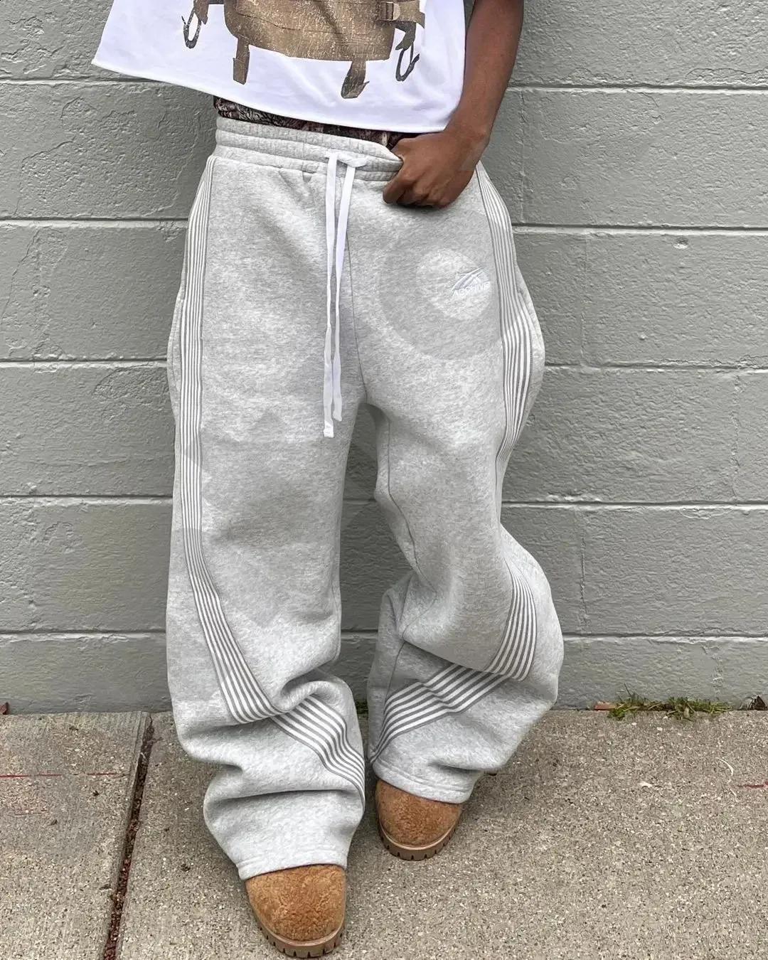 Pantaloni sportivi da uomo firmati casual a righe laterali Pantaloni larghi dritti con coulisse in vita Pantaloni streetwear