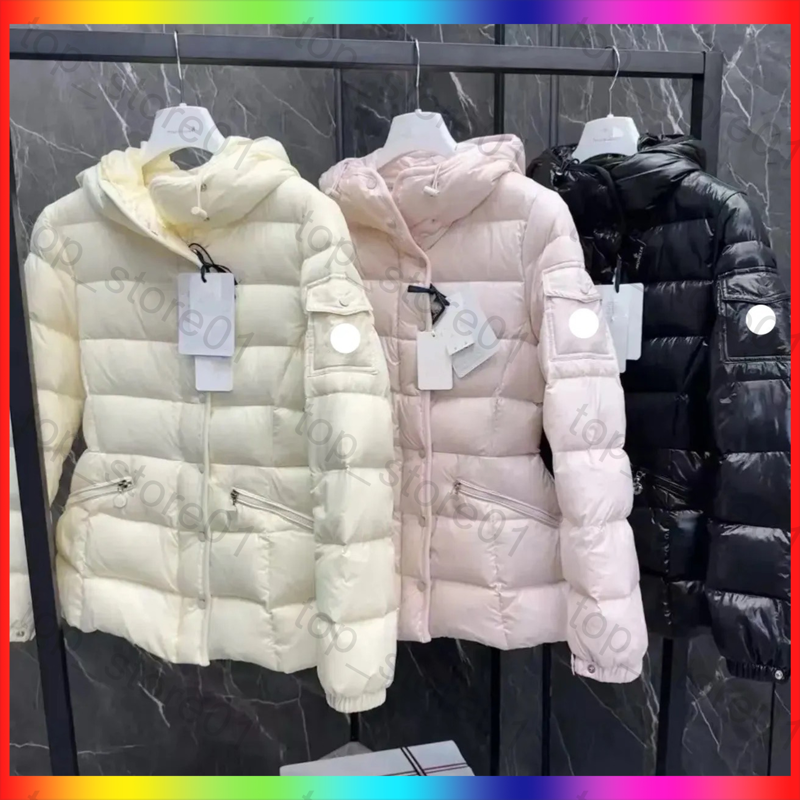7A 2026 Womans Coat Designer jacket winter boed short down jackets fur coats Puffer jacket Long parkas with belt lady embroidered badge hooded puffe