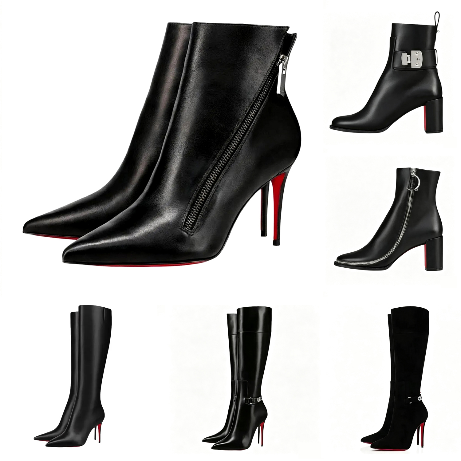Designer boots women high heeled suede shiny redbottom luxury boats stiletto genuine leather ladies ankle boots fashion woman dress shoes