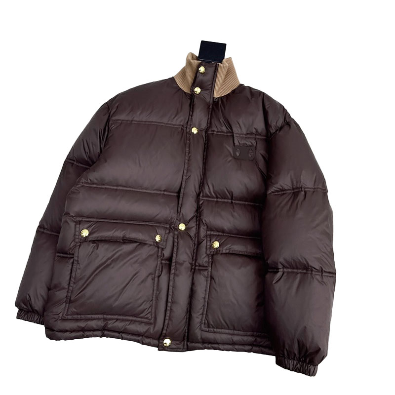 Classic Embroidered Down Coats For Women Designer Knit Stand Collar Puffer Jackets Winter Vintage Warm Padded Coat Parkas