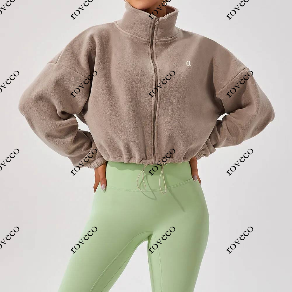 Women Yoga Winter Outdoor Lamb Wool Sports Jacket Women's Stand up Collar Loose Velvet Warm Running Casual Short Coat YW501