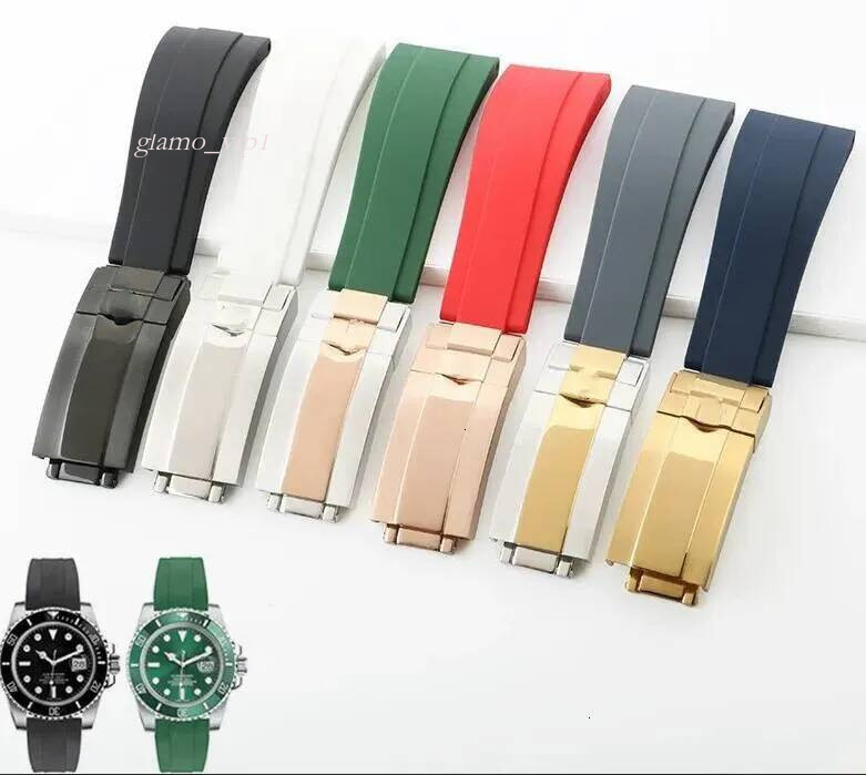 20mm 21mm for Rolex Submariner GMT Daytona Datejust Explorer 2 Silicone Watch Strap Curved End Rubber Watchband