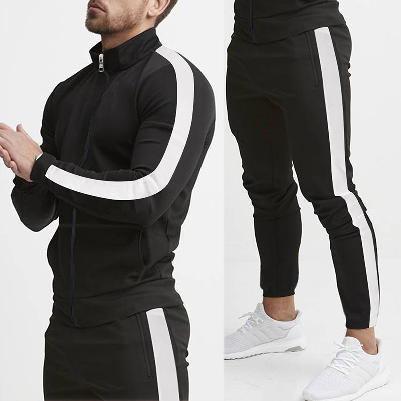 men Tracksuit Casual Joggers Sportswear Jackets And Pants 2 Piece Sets Hip Hop Running Sports Suit contrast color two pieces set fashion