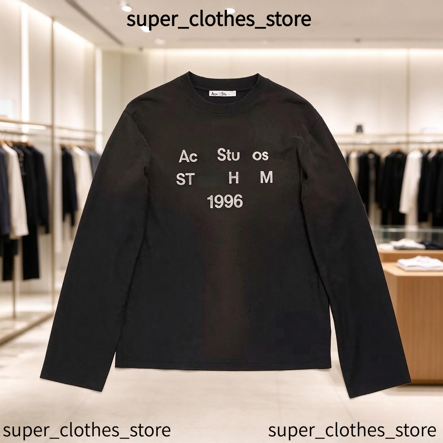 5A Mens Sweater Long Sleeve High Quality 2026 New Designer Europe Oversize Letter Print Washed Acneastudios Long Sleeve Casual Unisex Couple Tee