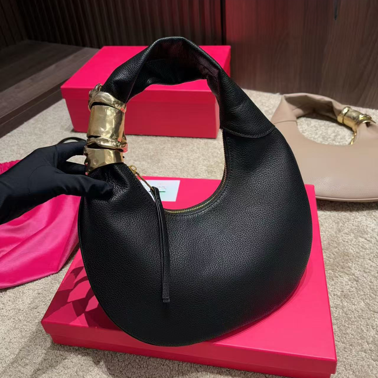 High Quality Designer Long Face Hobo Bag Grain Leather Half Moon Bag Tote Bag Luxury Women Anatomy Jewelry Bag Shoulder Bag Handbag