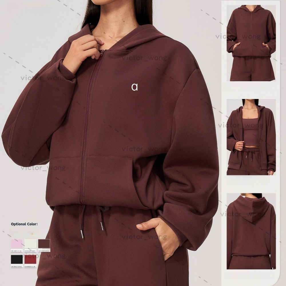 A 5555 Women Yoga Oversized Full Zip Up Hoodie Casual Loose Long Sleeve Hooded Sweatshirt With Kangaroo Pocket Streetwear Jacket