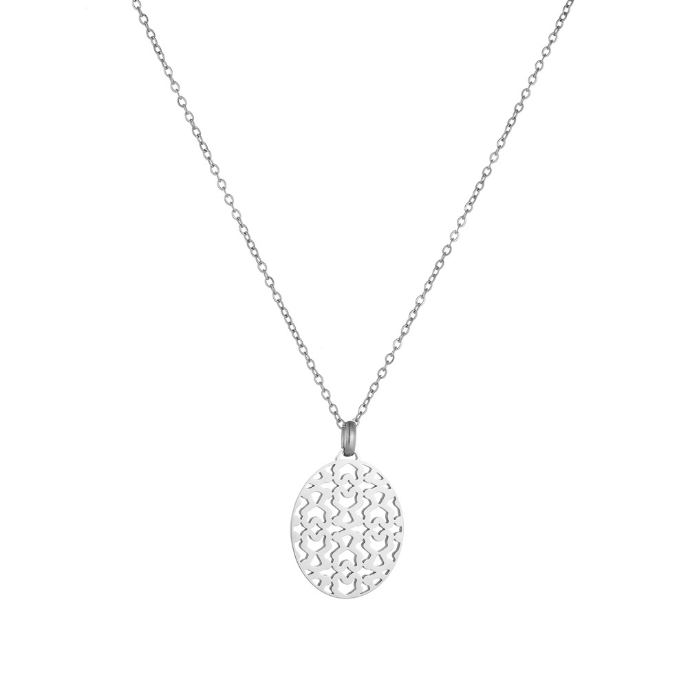 Mode femmes hommes Punk argent or en acier inoxydable travée dessin animé Animal ours lettre perle creuse pendentif collier ensembles bijoux