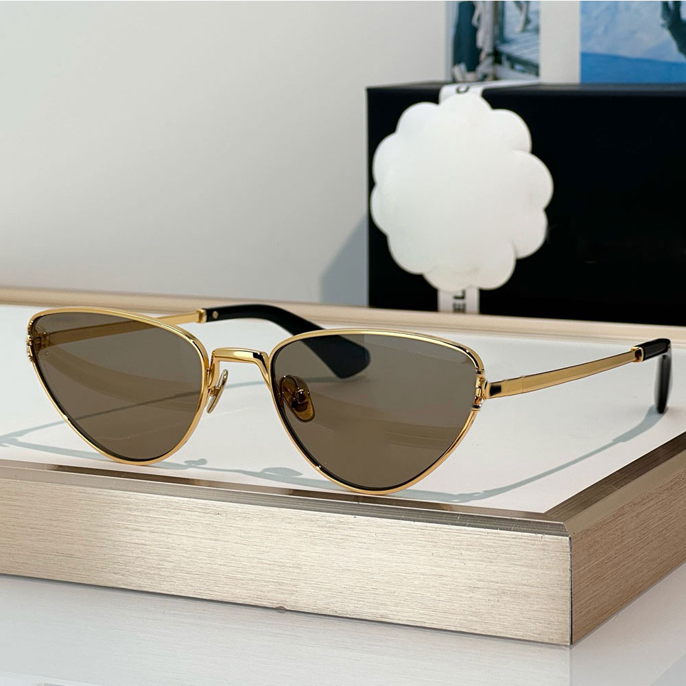 Cat Eye Sunglasses luxury designer womens sunglasses 4305 light gold metal frame retro Y2K versatile outdoor travel sunglasses yellow lenses UV Prot