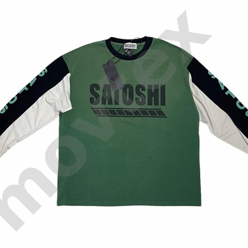 T-shirt unisexe à manches longues en maille bloc de couleur sur le devant avec lettres audacieuses imprimées col rond patchwork en tissu maille s