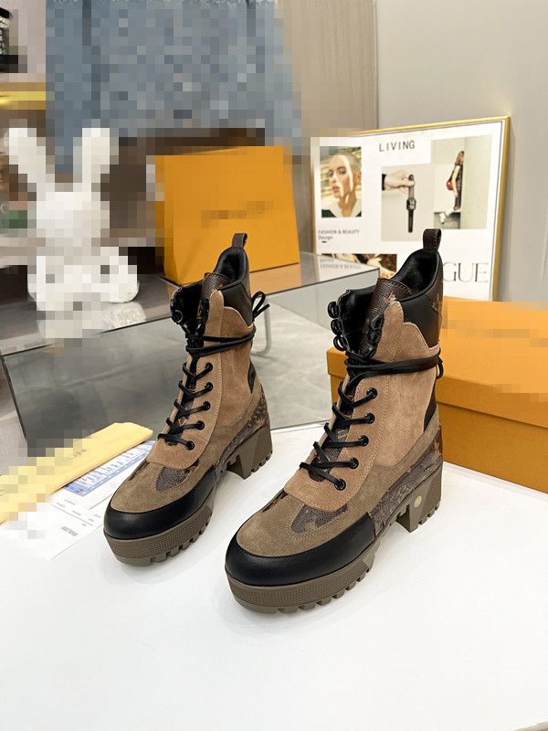 Stiefeletten für Damen, Designer-Plateau, Spitze, Leder, runde Zehen, luxuriös, bequem, schwarz, Arbeit, Büro, Stadt, Vintage, Retro, modern, Mode,