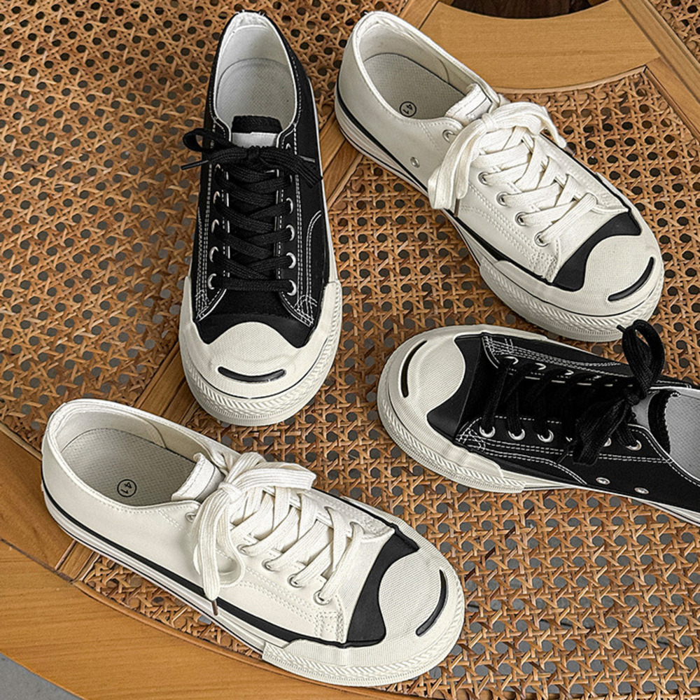 New couple low-top niche smile opening-style men's shoes for trendy sports and casual wear, men's board shoes