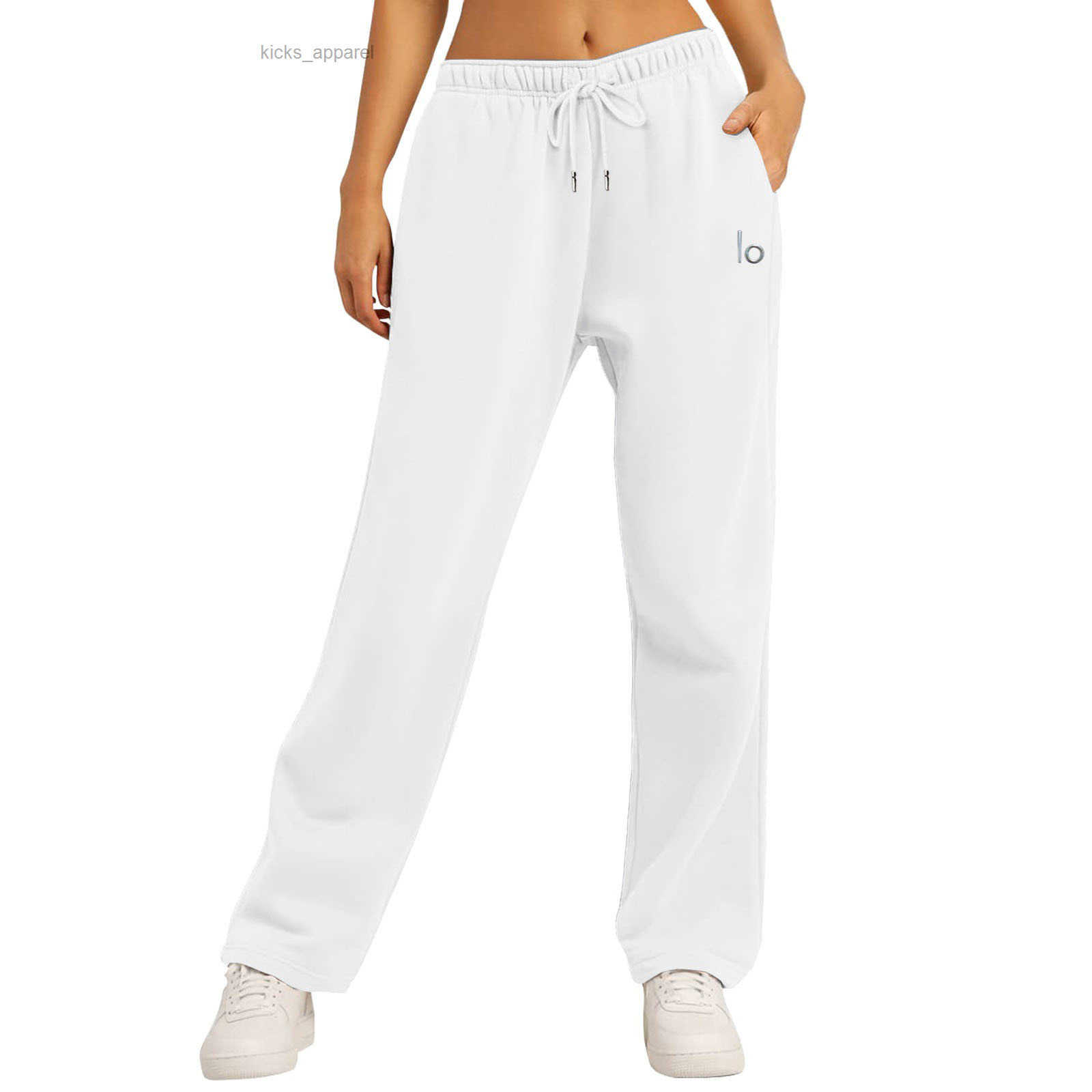 Designer Women's Fleece Lined Sweatpants - 3D Windproof Warm Straight Leg Yoga Pants Loose Fit Casual Athletic Trousers