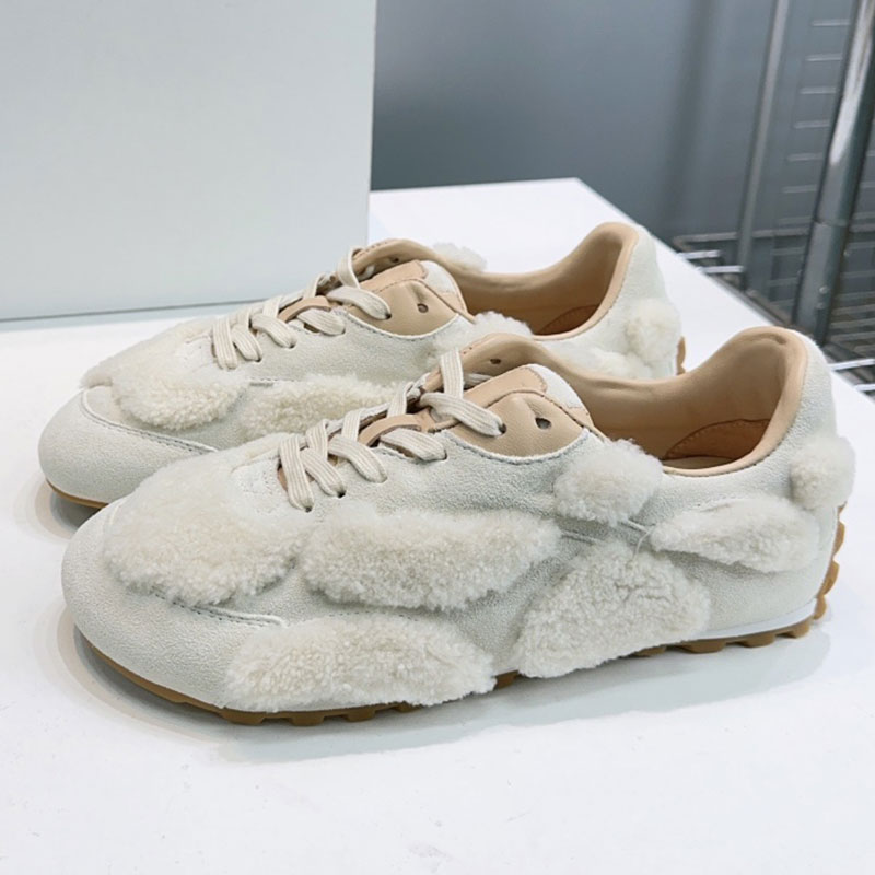 Designer Orbit Flash Sneaker Mens Womens Wool Splicing Suede Upper Running Shoes Couple Flat bottomed lace up casual shoes Rubber Outsole Size 35 46