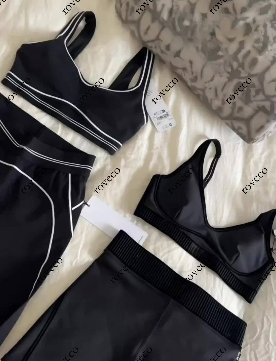 Yoga Set Tops Sports Clothing Bra Leggings High End White Striped Low Back Dance Outfits Summer Running Fitness Pilates yogasets women clothes