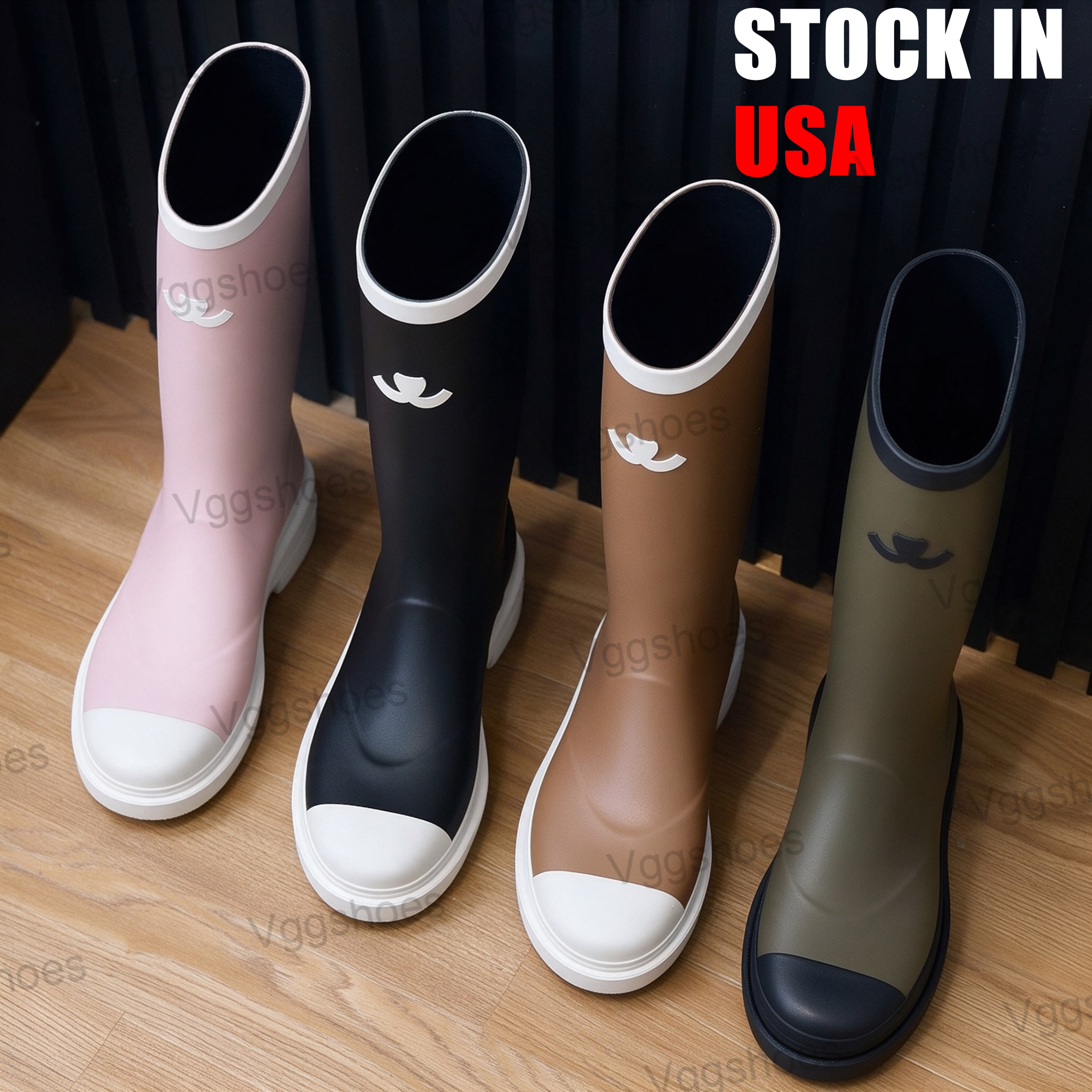 Designer Rain Boots Women Luxury Boot Rubber Fall Winter Summer Knee High Quality Slip On Classic 22 Casual Waterproof Footwear Cowboy booties