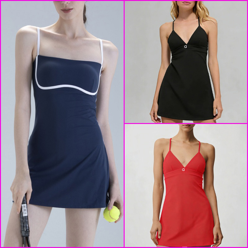 Womens dress Sexy Camisole Yoga Suit Golf Dress Elastic Sportswear One-Piece Sleeveless Lining Safety Pants Quick Drying