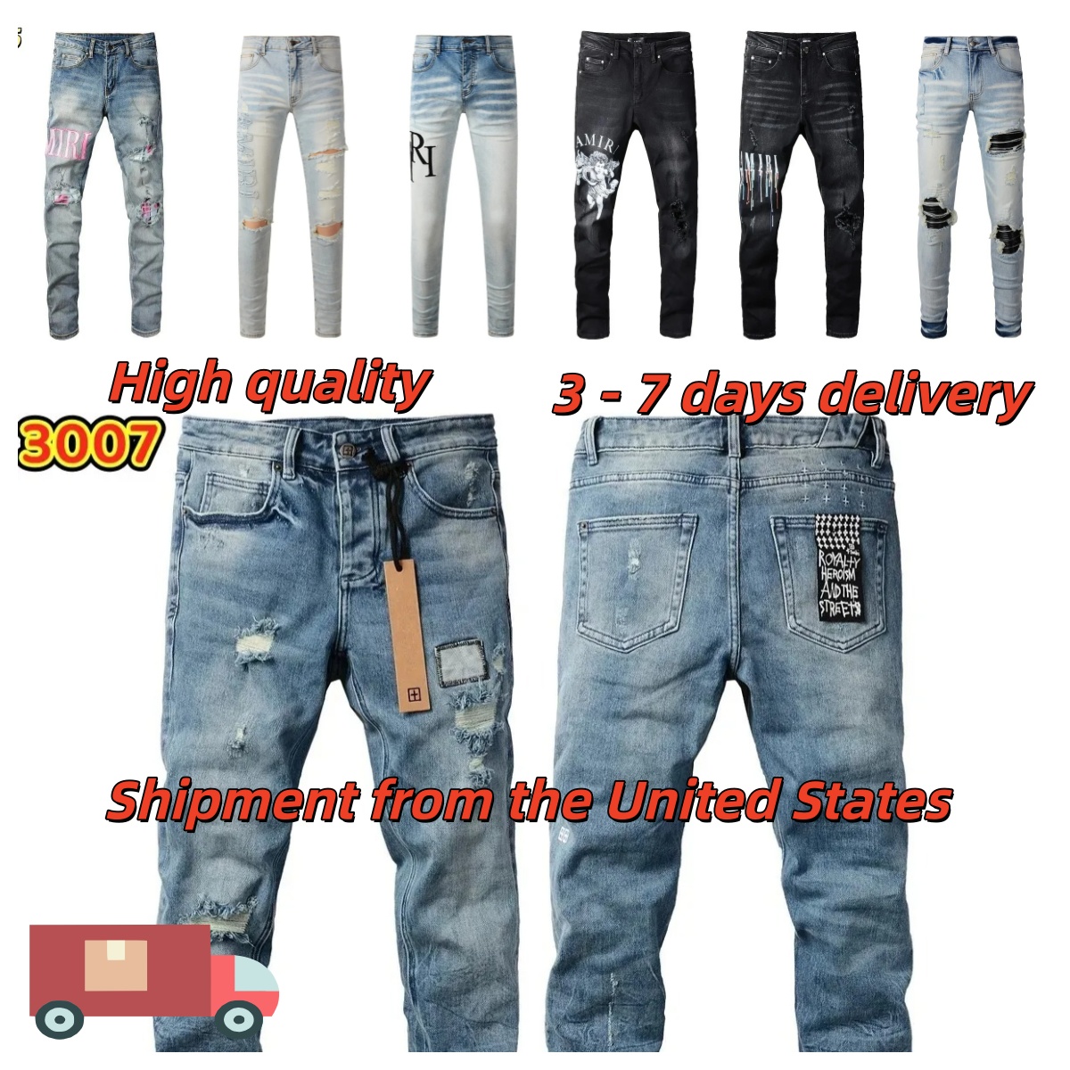 designer jeans men's slim jeans Handmade Distressed Ripped Denim jeans Cotton Stretchable Streetwear Trousers for Men and Women skinny hip hop
