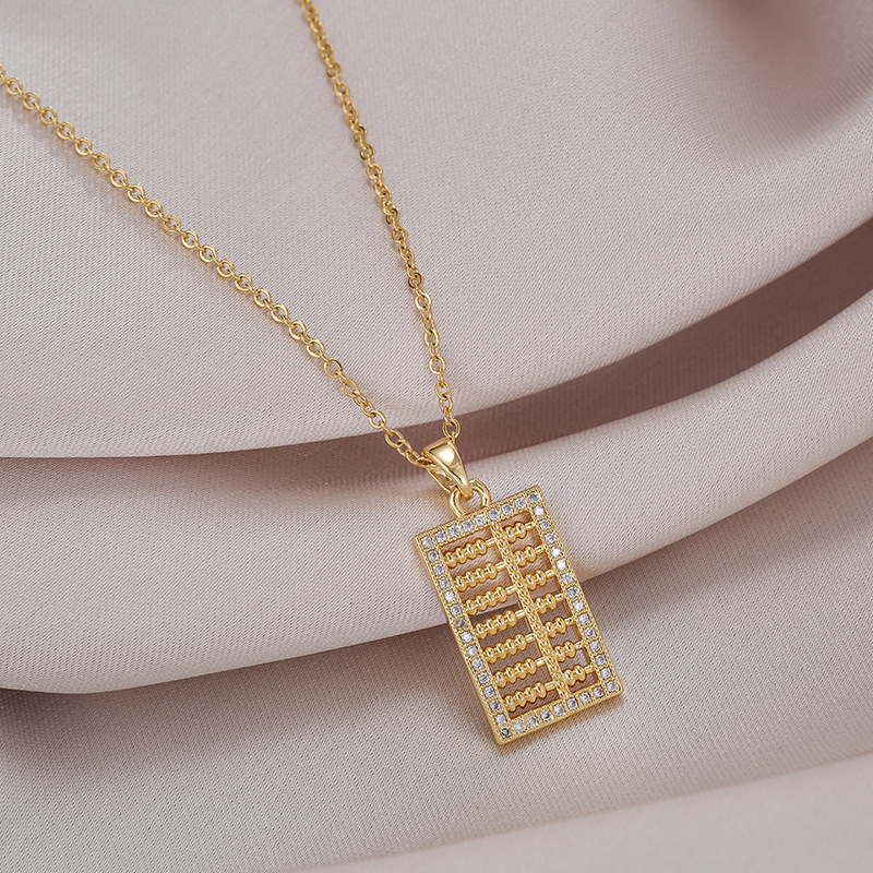 New Micro-Inlaid Ruyi Small Abacus Pendant For Women Ins Trendy Girlfriend Light Luxury Niche Clavicle Chain Necklace
