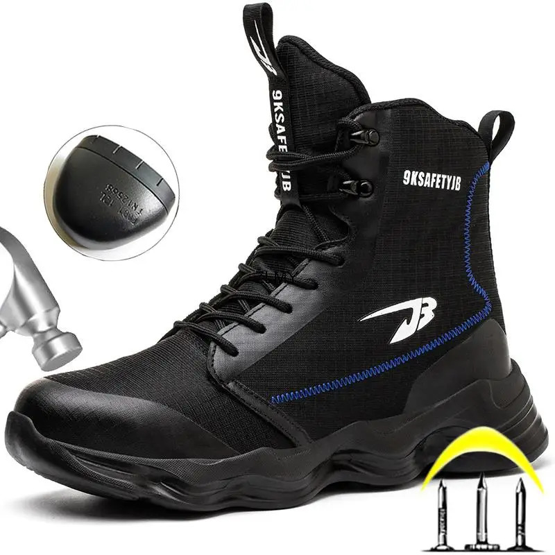 High Top Men Safety Shoes Lightweight Steel Toe Sneakers Man Work Boots Male Construction Protective Footwear 260917