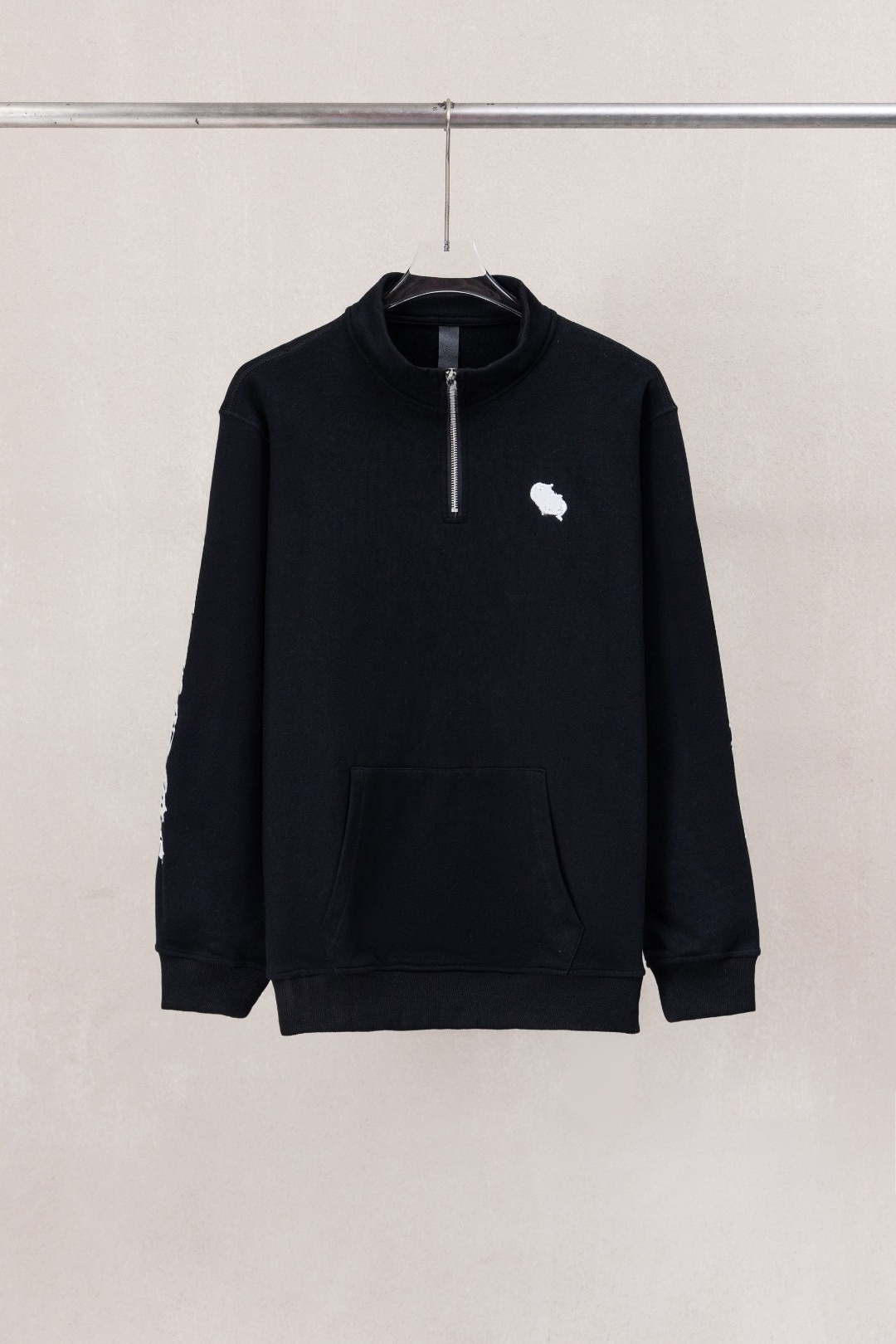 Sweat-shirt zippé à manches longues et col rond - Tissu épais lavé à l'eau Design-CH
