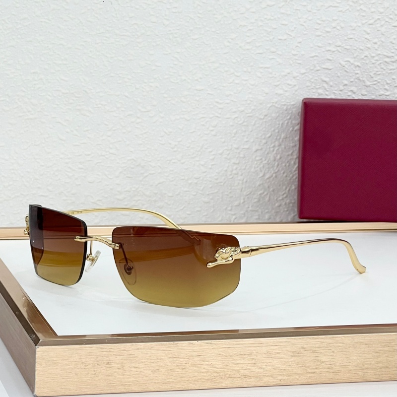 CT0503S Rimless Rectangle Sunglasses Top Quality Men Women Luxury Metal Frame Panther Head Decor UV400 Gradient Lens Designer Shades With Original B