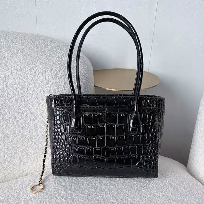 Designer Glossy Crocodile Embossed Mini Cerf Tote Bag Work Handbag Top Handle Small Shopping Croc Pattern Handbags