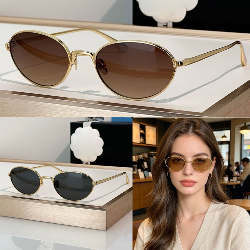 26ss New Womens Sunglasses luxury designer sunglasses 4307 classic retro oval metal frame fashion brand sunglasses black lenses high street photogra