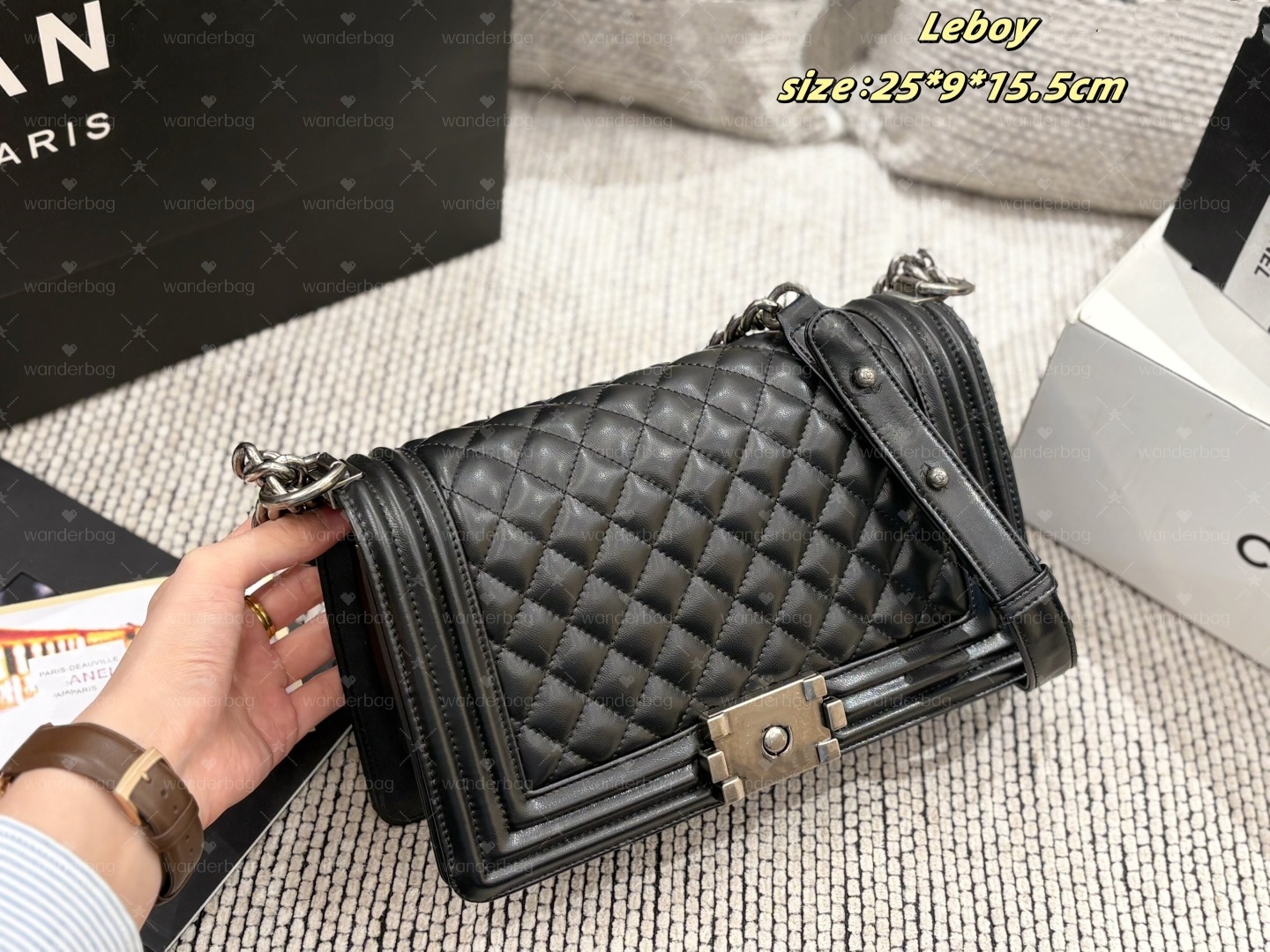 12A high quality classic Casual tote designer Bag shiny calfskin Shoulder Bag black gold chain drawstring crossbody hobo Large Capacity Shopping bag