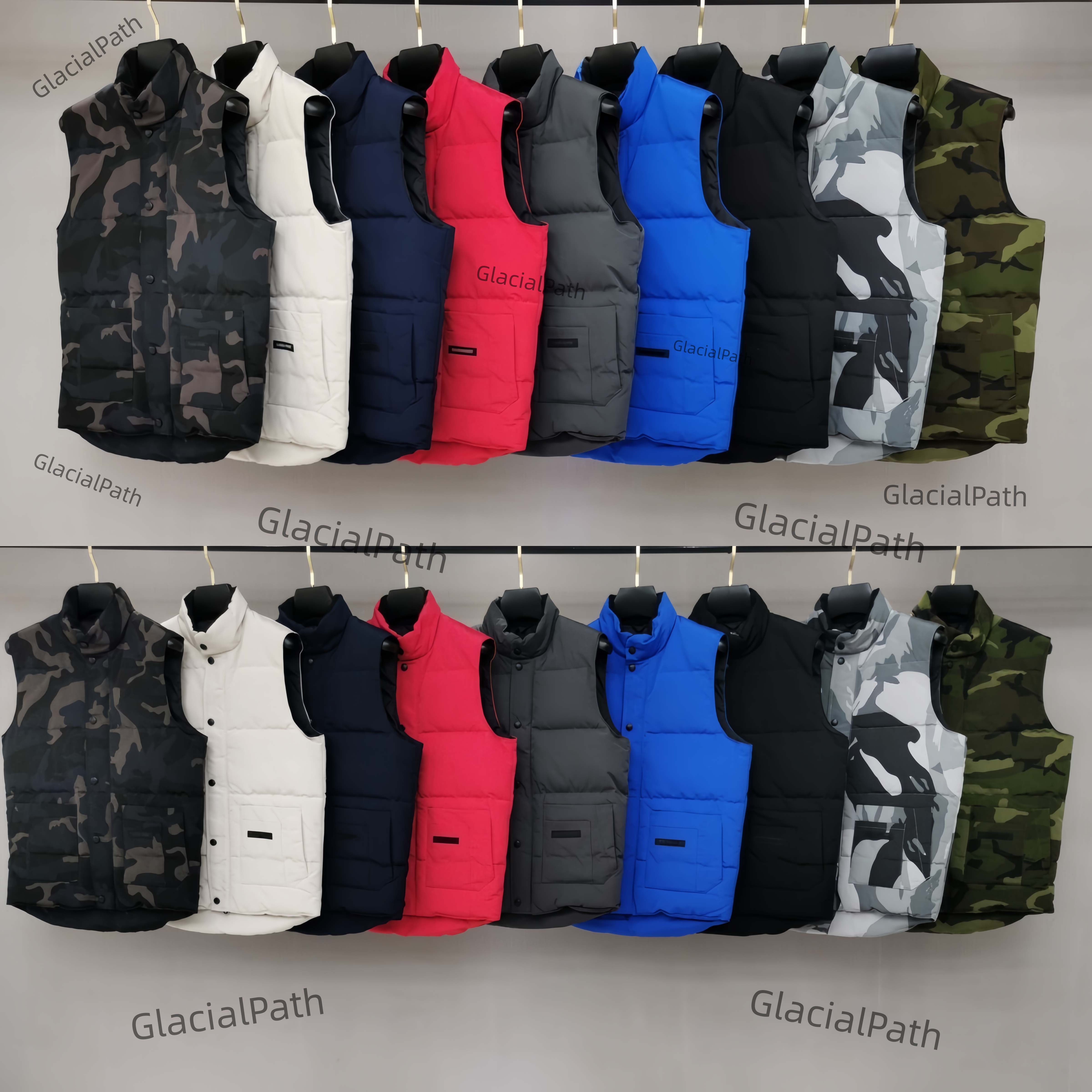 Winter Stand Collar Canadain Men Vest Designer Down Jacket Luxury Feather Filled Material Puffer Embroidered Badge Body Warmer Gilet Outerwear Label