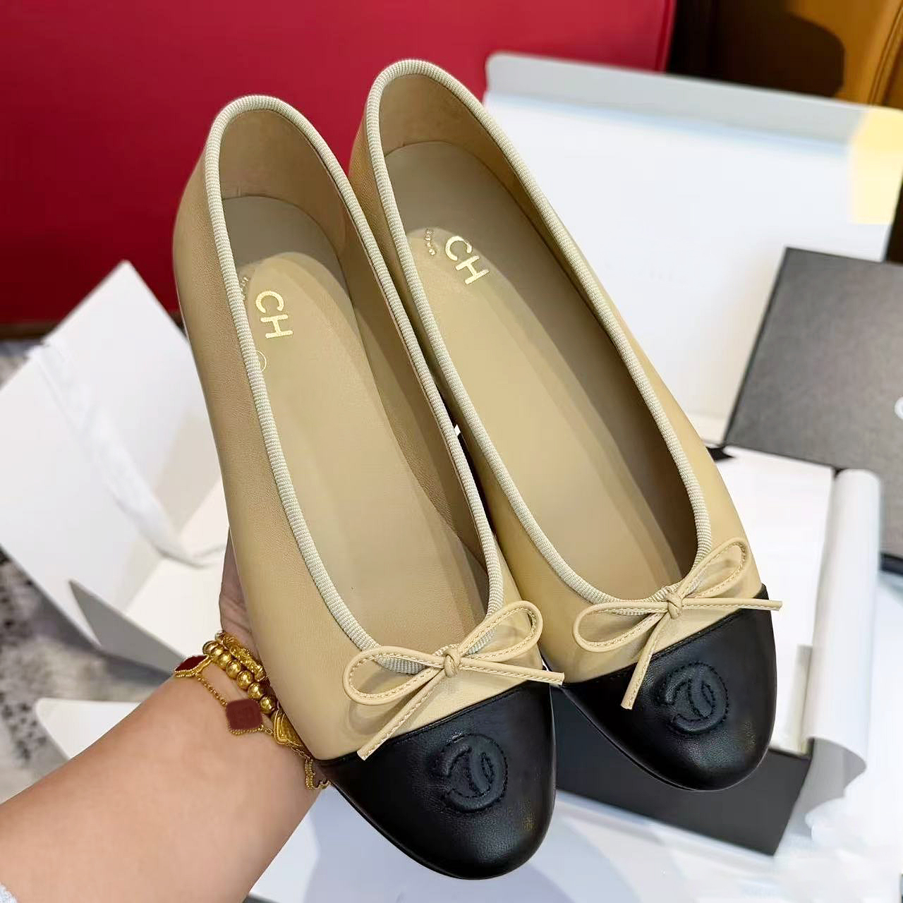 Ballet flats Women Paris Designer Black Ballet Flats Shoes Womens Sandals Quilted Genuine Leather Slip on Ballerina Round Toe Ladies Dress Shoes Sli