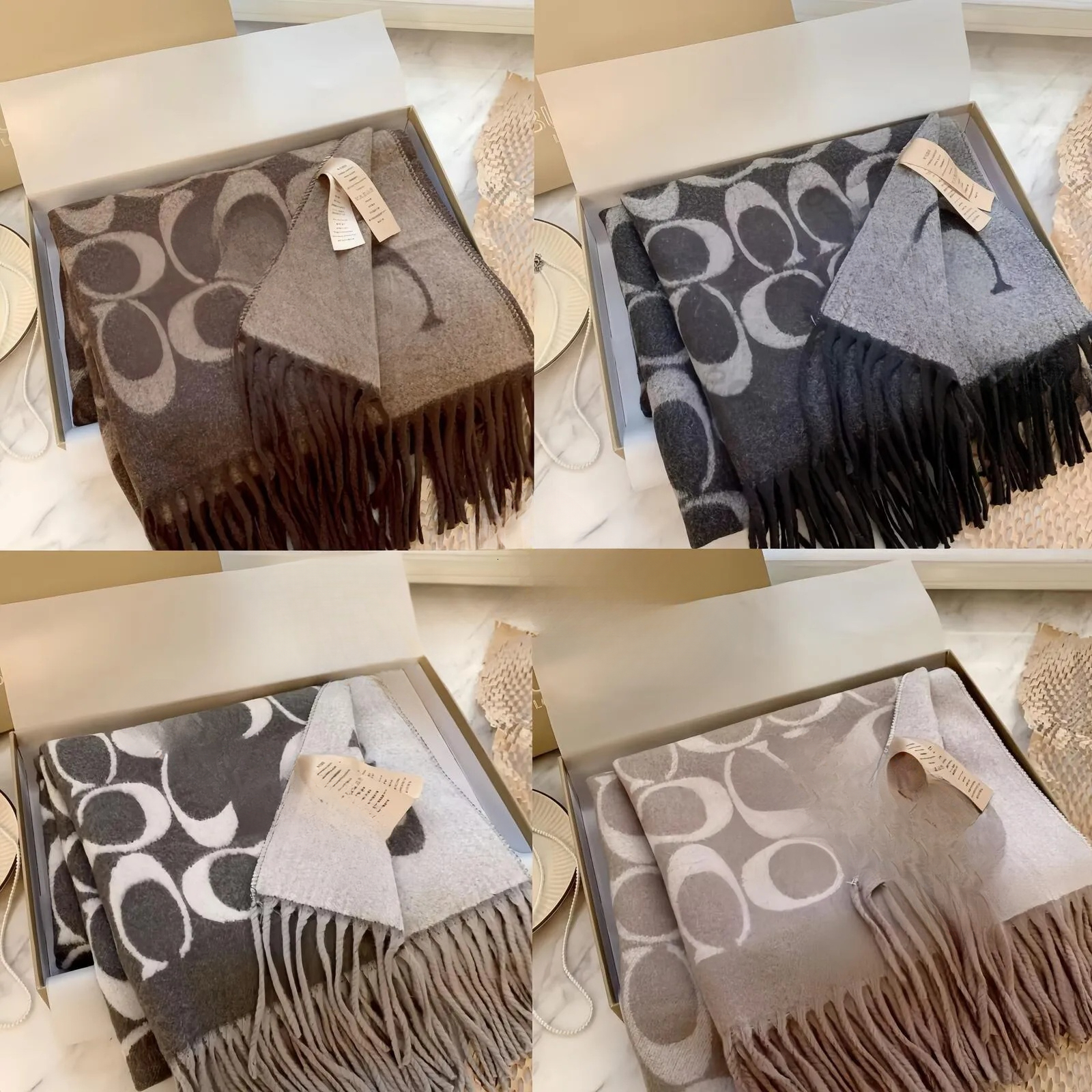2026newdesigner Écharpe en cachemire femmes Lettre C gland Châle de luxe chaleur d'hiver Pashmina cou Wrap foulards accessoires de mode Écharpe e