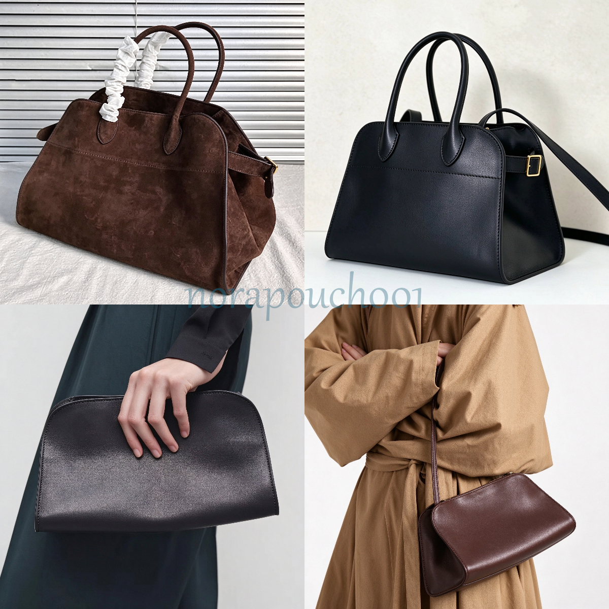 Designer Women Minimalist Margaux 15 12 Style Handbag Large Capacity Genuine Leather Tote Bag Vintage Suede Handle Bag Detachable Shoulder Strap Off
