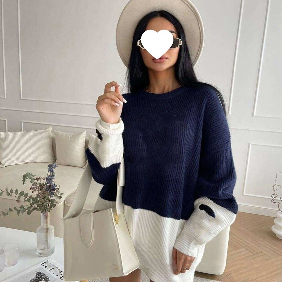 Designer women's sweater autumn and winter new fashion casual stitching simple letter knitted sweater sweater size S-XXL